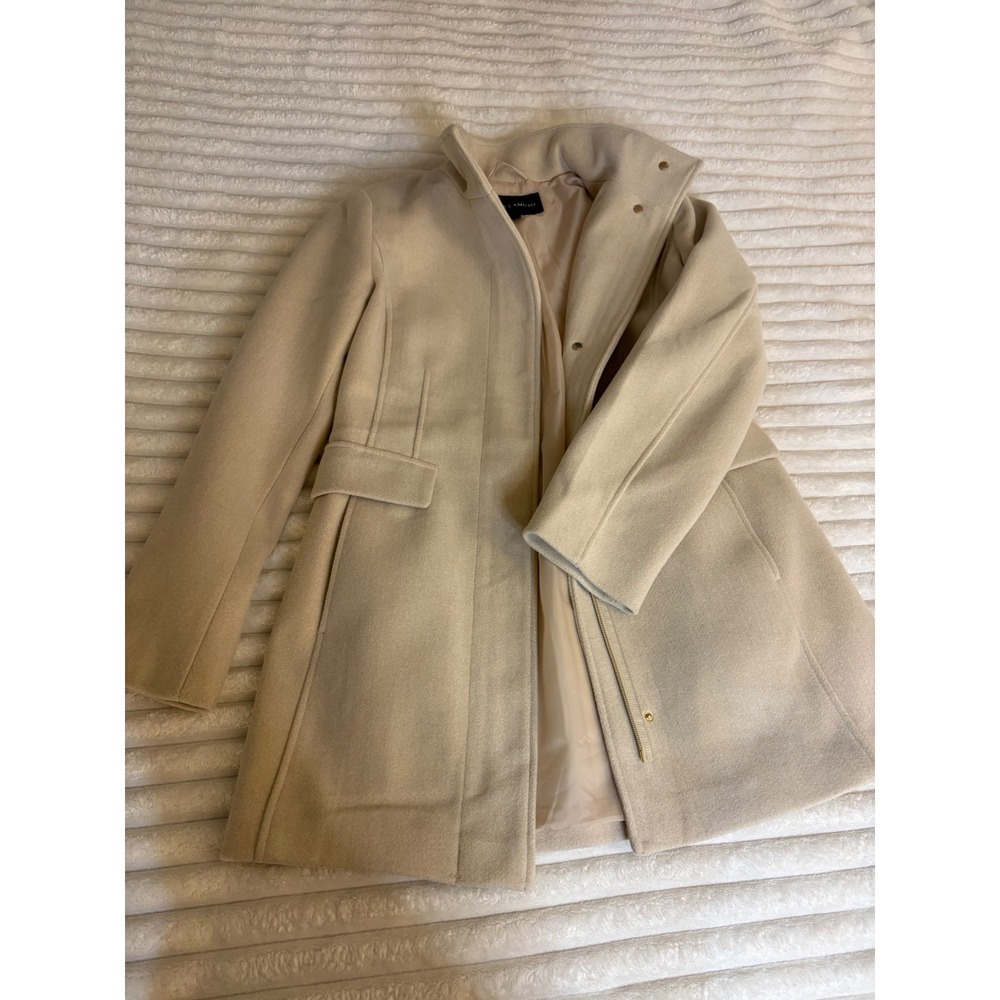 Vince Camuto Womens Beige Wool Blend Trench Coat Jacket‎ Size S